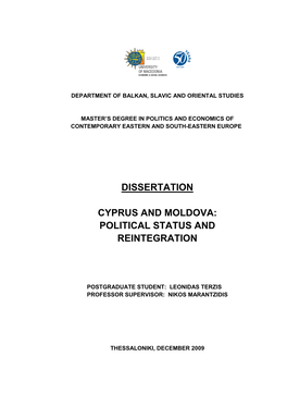 Dissertation Cyprus and Moldova: Political Status