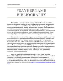 Sayhername Bibliography 1