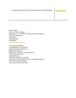 17990 Rongoā Selection & Engagement Framework