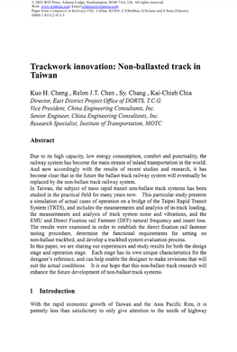 Non-Ballasted Track in Taiwan