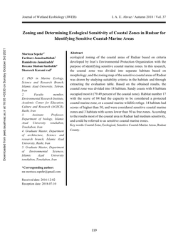 Zoning and Determining Ecological Sensitivity of Coastal Zones in Rudsar for Identifying Sensitive Coastal-Marine Areas