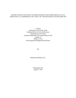 Georgetown University in Partial Fulfillment of the Requirements for the Degree of Master of Arts in Development Management and Policy