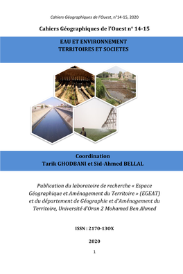 Espace Géographique Et Aménagement Du Territoire » (EGEAT) Et Du Département De Géographie Et D’Aménagement Du Territoire, Université D’Oran 2 Mohamed Ben Ahmed