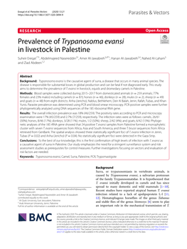 Prevalence of Trypanosoma Evansi in Livestock in Palestine