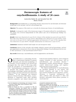 Dermoscopic Features of Onychotillomania: a Study of 36 Cases