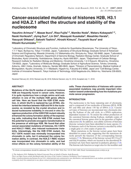 Cancer-Associated Mutations of Histones H2B, H3.1 and H2A.Z.1