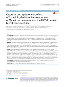Cytotoxic and Apoptogenic Effect of Hypericin, the Bioactive Component