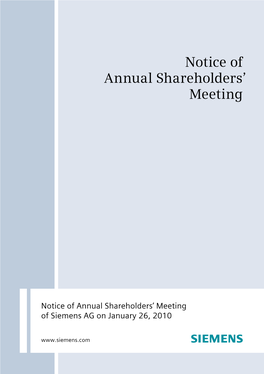 Notice of Annual Shareholders' Meeting