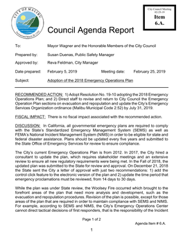 Council Agenda Report