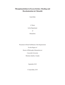 Miyupimaatisiiun in Eeyou Istchee: Healing and Decolonization in Chisasibi