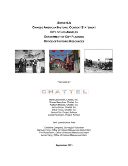 Surveyla Chinese American Historic Context Statement City of Los Angeles Department of City Planning Office of Historic Resources