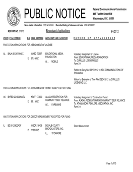 Broadcast Applications 9/4/2012