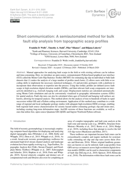 Article Is Available Tor, Or Reveal the Complex Nature of Displacement on the Fault Online At