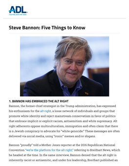 Steve Bannon: Five Things to Know
