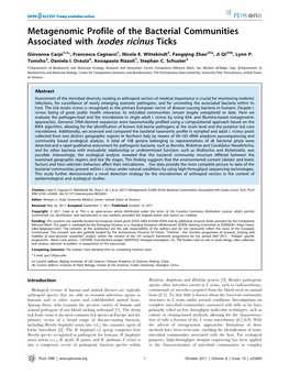 Metagenomic Profile of the Bacterial Communities Associated with Ixodes Ricinus Ticks