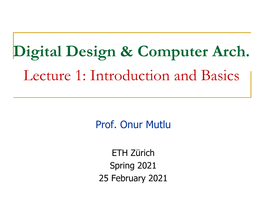 18-741 Advanced Computer Architecture Lecture 1: Intro and Basics