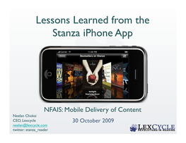 Lessons Learned from the Stanza Iphone App