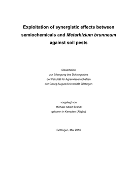 Exploitation of Synergistic Effects Between Semiochemicals and Metarhizium Brunneum Against Soil Pests