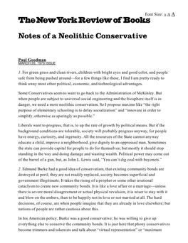 Paul Goodman – Notes of a Neolithic Conservative