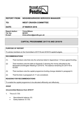 Capital Programme 2017/18 and 2018/19