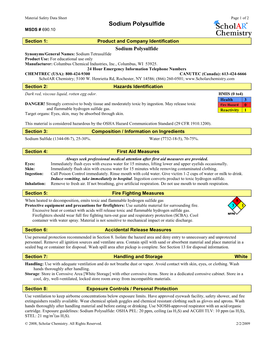 Material Safety Data Sheet Page 1 of 2 Sodium Polysulfide MSDS # 690.10