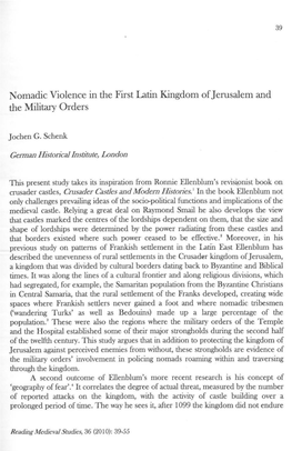 Nomadic Violence in the First Latin Kingdom of Jerusalem and The