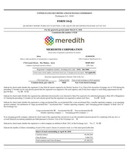 Form 10-Q Meredith Corporation