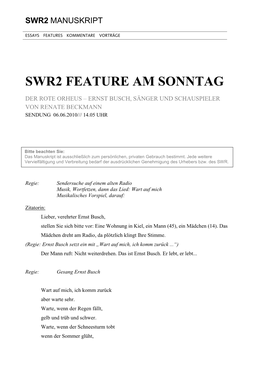 Swr2 Feature Am Sonntag