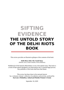 Sifting Evidence the Untold Story of the Delhi Riots Book