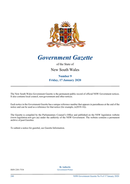 Government Gazette No 9 of 17 January 2020 Government Notices