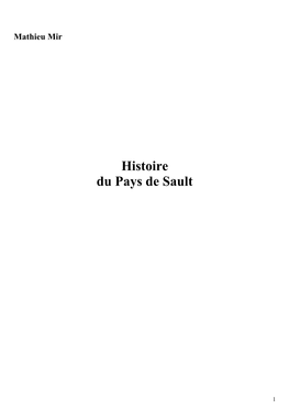 Histoire Du Pays De Sault