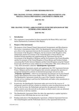 The Channel Tunnel (International Arrangements and Miscellaneous Provisions) (Amendment) Order 2020