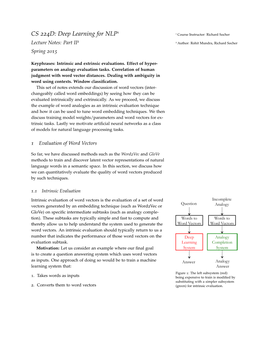 CS 224D: Deep Learning for NLP 1 Course Instructor: Richard Socher 2 Lecture Notes: Part II 2 Author: Rohit Mundra, Richard Socher Spring 2015