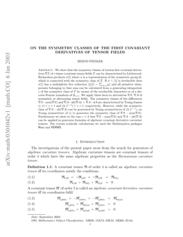 Arxiv:Math/0301042V1 [Math.CO] 6 Jan 2003 Re Hc Aetesm Leri Rprisa the As 1.1