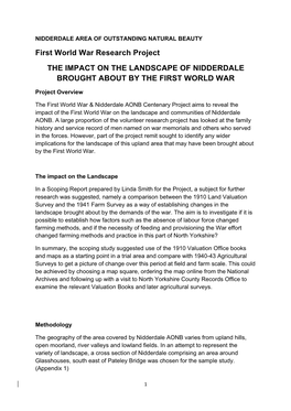 First World War Research Project the IMPACT on the LANDSCAPE of NIDDERDALE BROUGHT ABOUT by the FIRST WORLD WAR