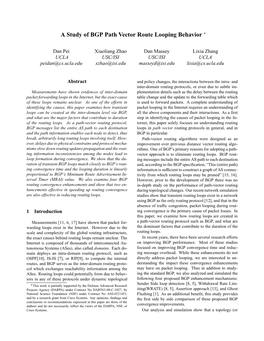 A Study of BGP Path Vector Route Looping Behavior