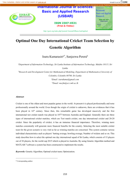 Optimal One Day International Cricket Team Selection by Genetic Algorithm