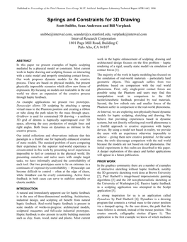 Springs and Constraints for Haptic Sculpting