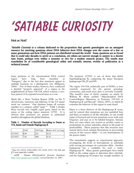 'Satiable Curiosity