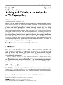 Sociolinguistic Variation in the Nativisation of BSL Fingerspelling