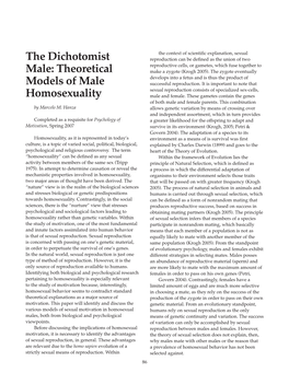 The Dichotomist Male: Theoretical Models of Male Homosexuality