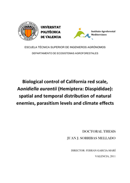 Biological Control of California Red Scale, Aonidiella Aurantii