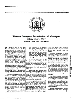 Women in the Law, Michigan Bar Journal 465, June 1984