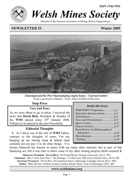 Welsh Mines Society (Member of the National Association of Mining History Organisations)