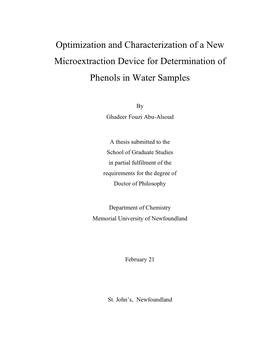 Optimization and Characterization of a New Microextraction Device for Determination of Phenols in Water Samples