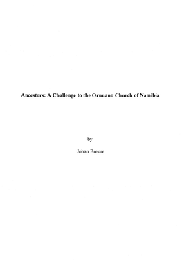 Ancestors: a Challenge to the Oruuano Church of Namibia