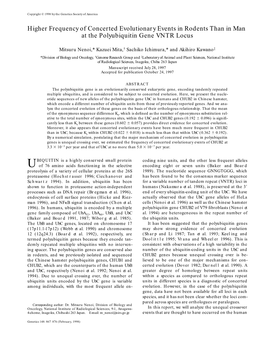 Higher Frequency of Concerted Evolutionary Events in Rodents Than in Man at the Polyubiquitin Gene VNTR Locus