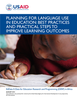 Planning for Language Use in Education: Best Practices and Practical Steps to Improve Learning Outcomes