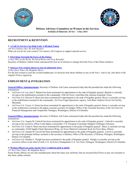Defense Advisory Committee on Women in the Services Articles of Interest: 20 Nov – 4 Dec 2015