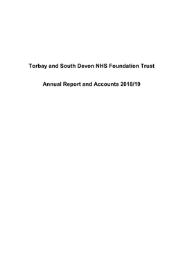 Torbay and South Devon NHS Foundation Trust Annual Report and Accounts 2018/19